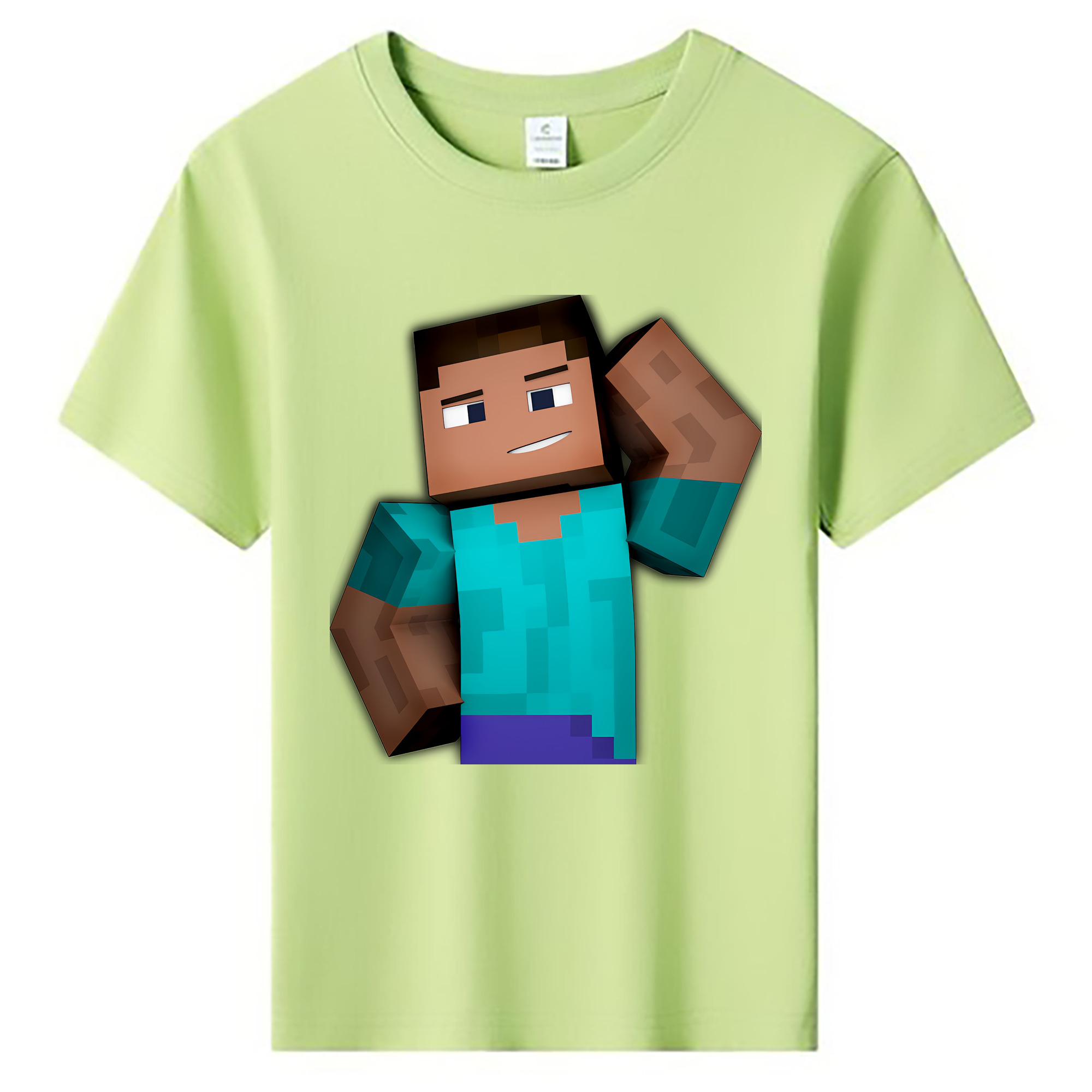 （画像用） マインクラフト ブロックの世界 Minecraft MC Block world 綿100％キッズTシャツ（フロントプリント）